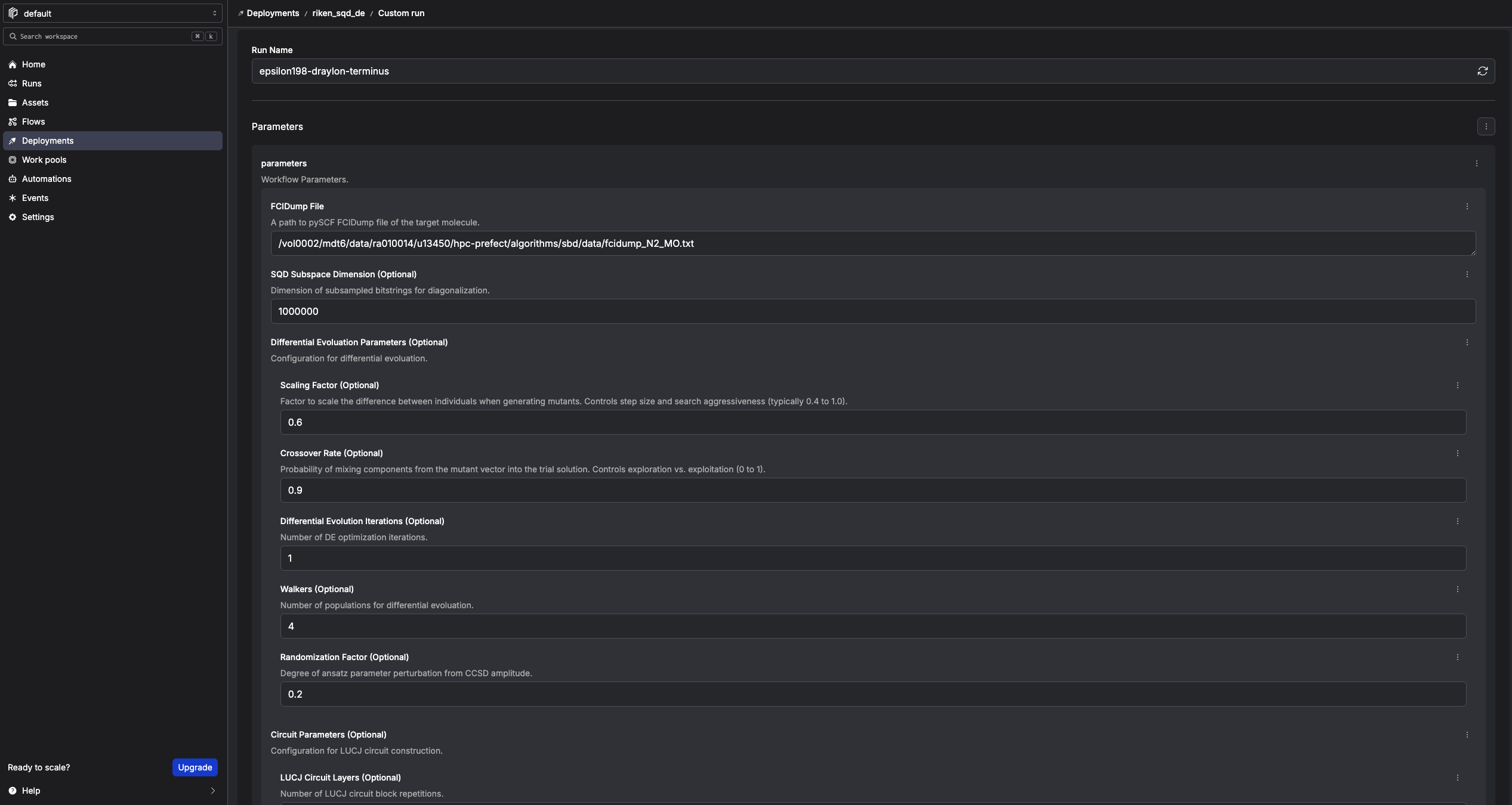 Setup SBD Workflow Parameters